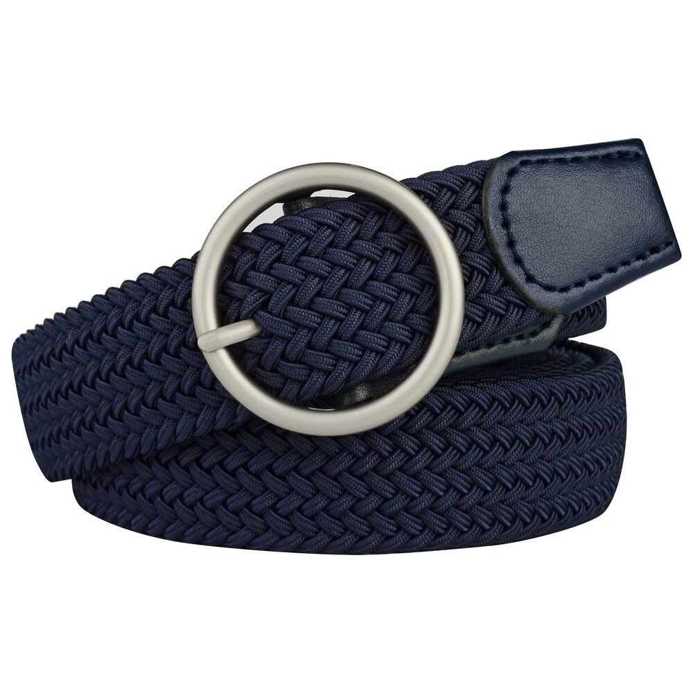 7465 Plus Size Belts 51'' Woven Stretch Elastic Navy Blue Belt Womens